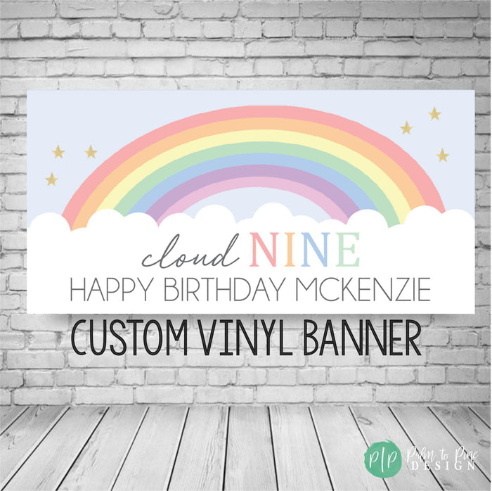 Girls Rainbow Birthday Banner for cloud 9 birthday