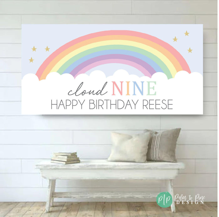 pastel rainbow birthday party banner