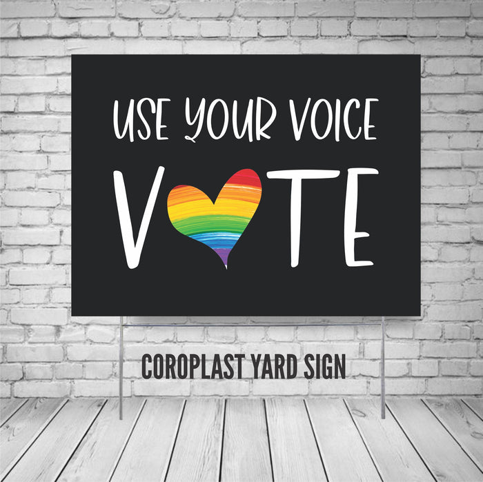 Rainbow Heart Vote Yard Sign