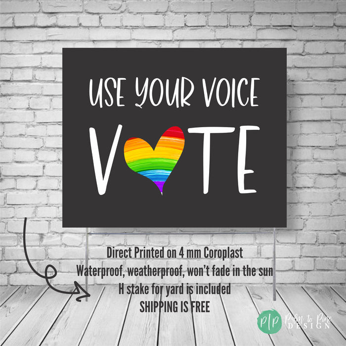 Rainbow Heart Vote Yard Sign