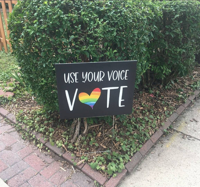 Rainbow Heart Vote Yard Sign