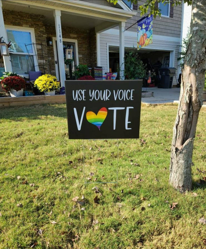 Rainbow Heart Vote Yard Sign