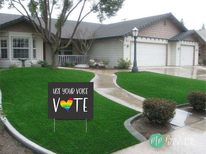 Rainbow Heart Vote Yard Sign