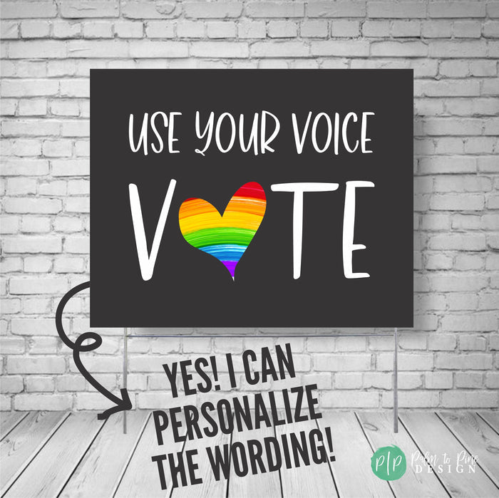 Rainbow Heart Vote Yard Sign