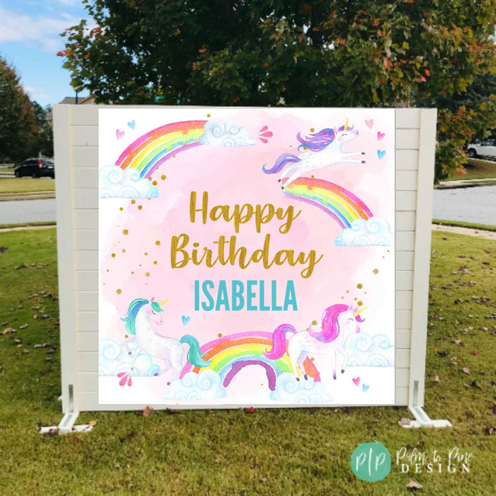 Rainbow Personalized Unicorn Birthday Banner