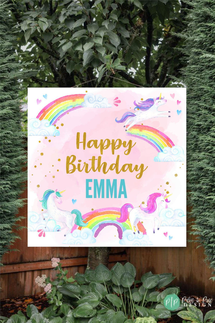 Rainbow Personalized Unicorn Birthday Banner