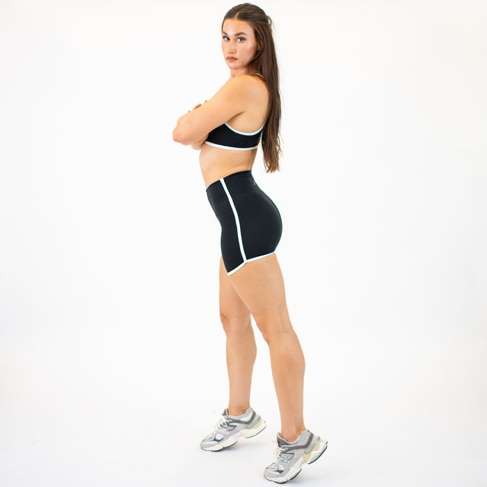Black/White Retro Spandex Shorts -3