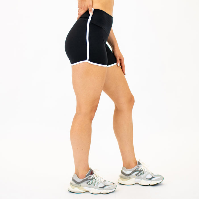 Black/White Retro Spandex Shorts -5