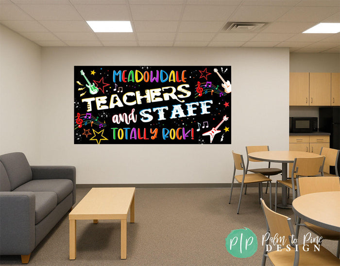 personalized teacher appreciation rock n roll banner