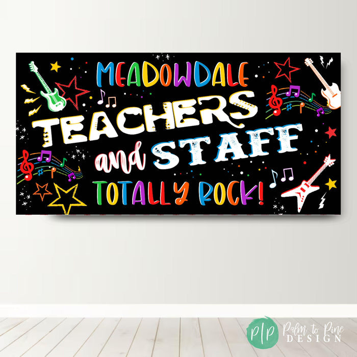 a picture of a sign that says meadowdale teachers and staff totally rock
