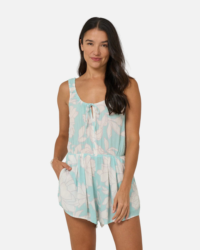 Rose Parade Romper - Aquamarine