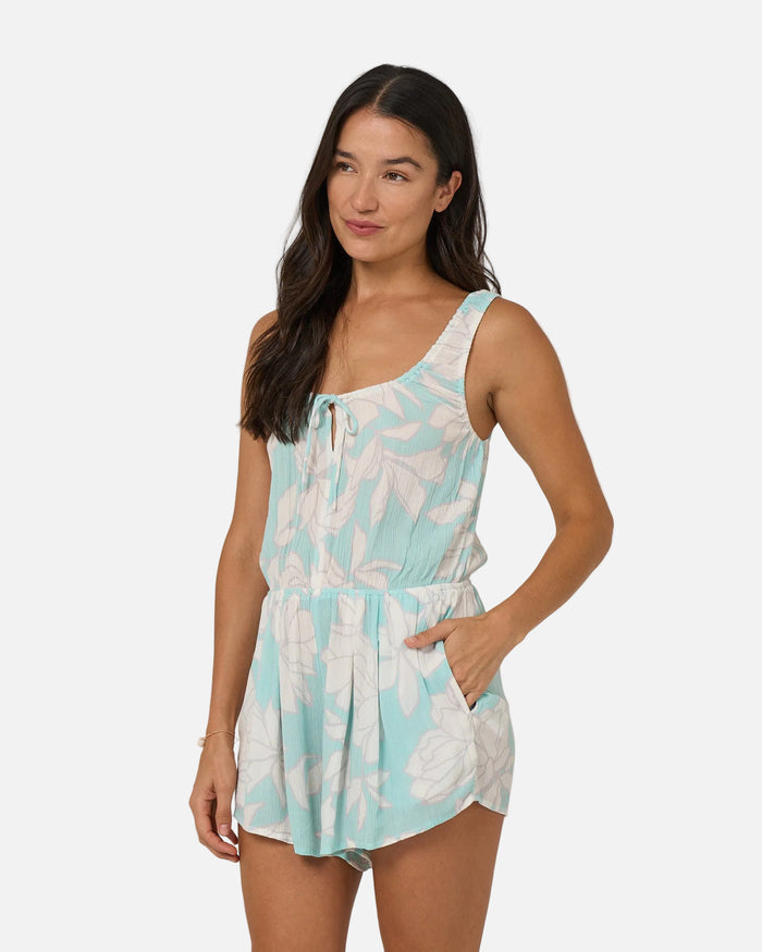 Rose Parade Romper - Aquamarine