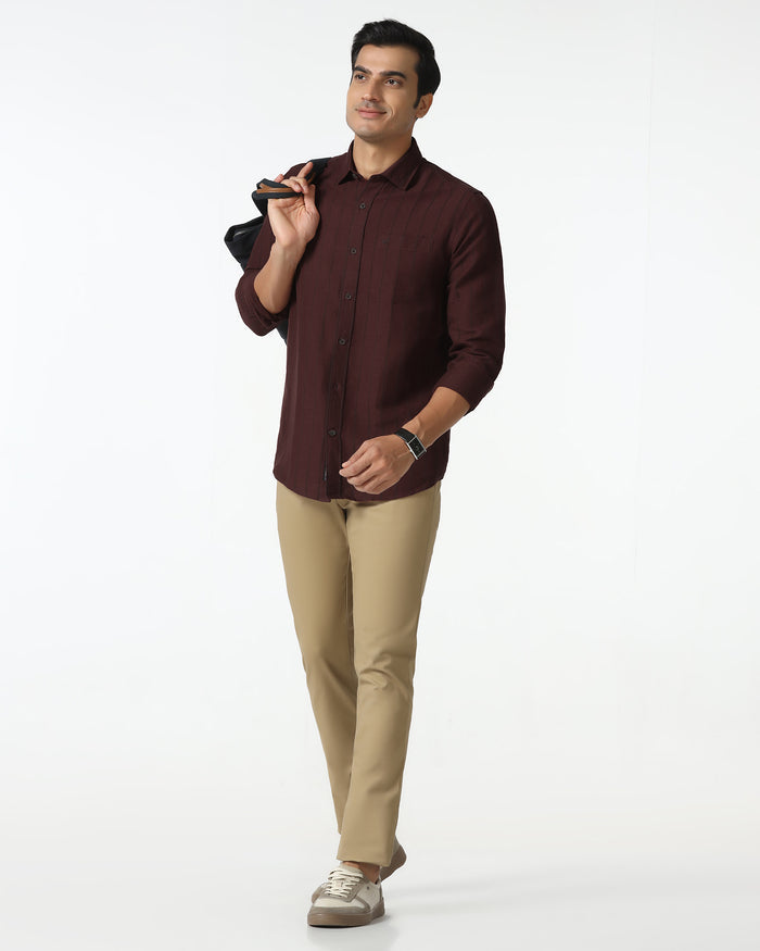 Rust Linen Stripe Shirt - Raydon