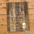 Rustic Cheers and Beers 30th Birthday Invitation