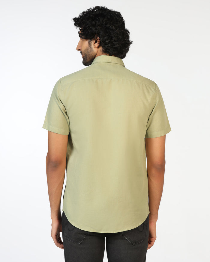 Sage Half Sleeve Green Solid Shirt - Axar