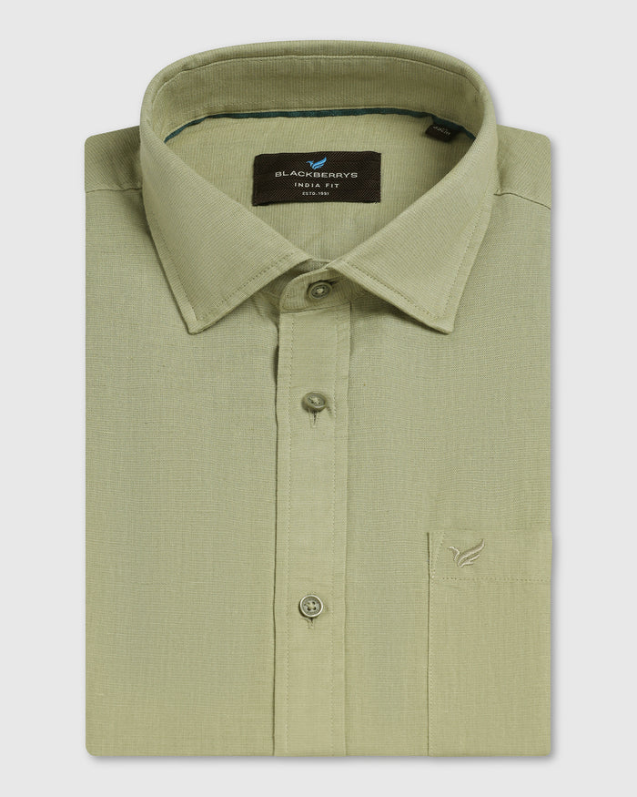 Sage Half Sleeve Green Solid Shirt - Axar