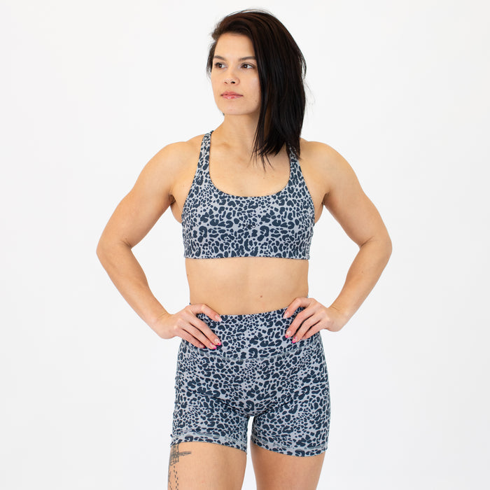 Ash Leopard Sage Racerback Sports Bra - Medium Support by FLEO - 1