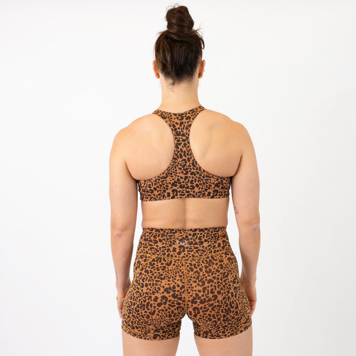Racerback Sports Bra - Sage in Classic Leopard