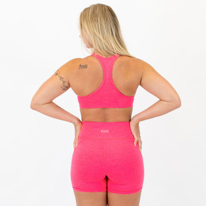 Racerback Sports Bra - Sage in Heather Neon Punch