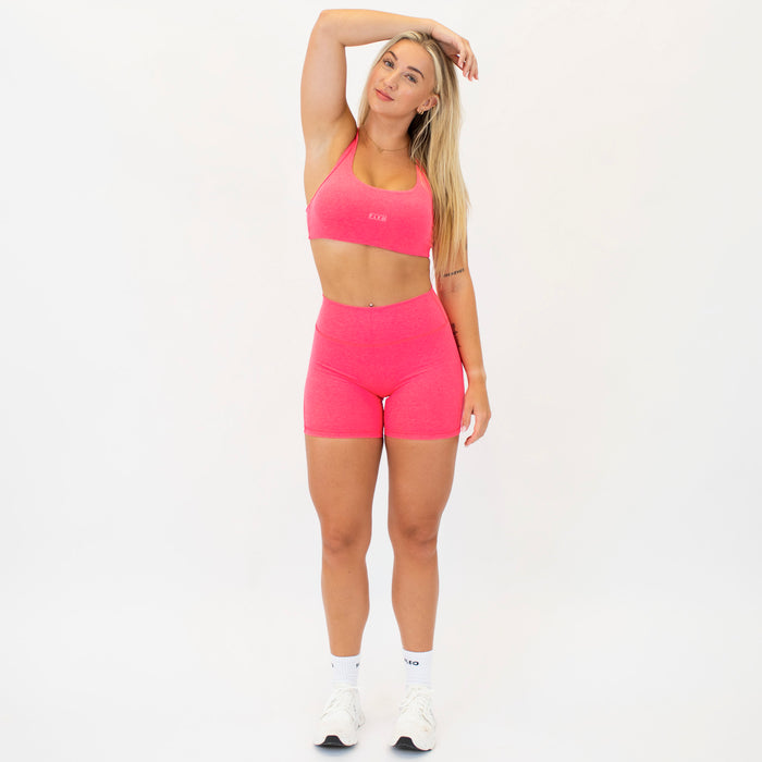 Racerback Sports Bra - Sage in Heather Neon Punch