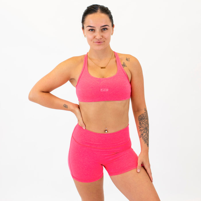 Racerback Sports Bra - Sage in Heather Neon Punch