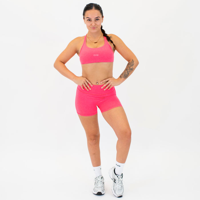 Racerback Sports Bra - Sage in Heather Neon Punch