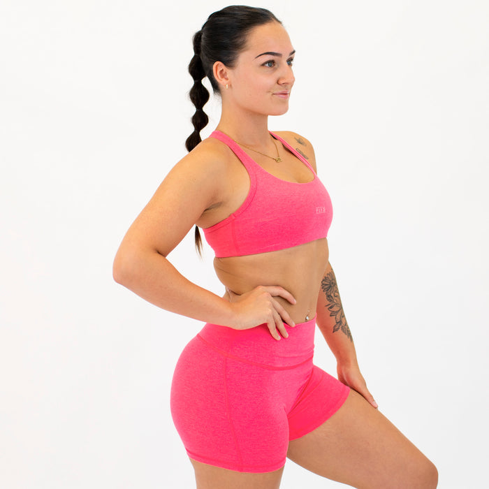 Racerback Sports Bra - Sage in Heather Neon Punch