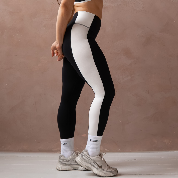 Black + White Sideline Legging - High Rise by FLEO - 3