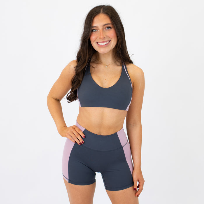 Burnt Ash + Soft Mauve Sideline Racerback Sports Bra - Medium Support by FLEO - 1