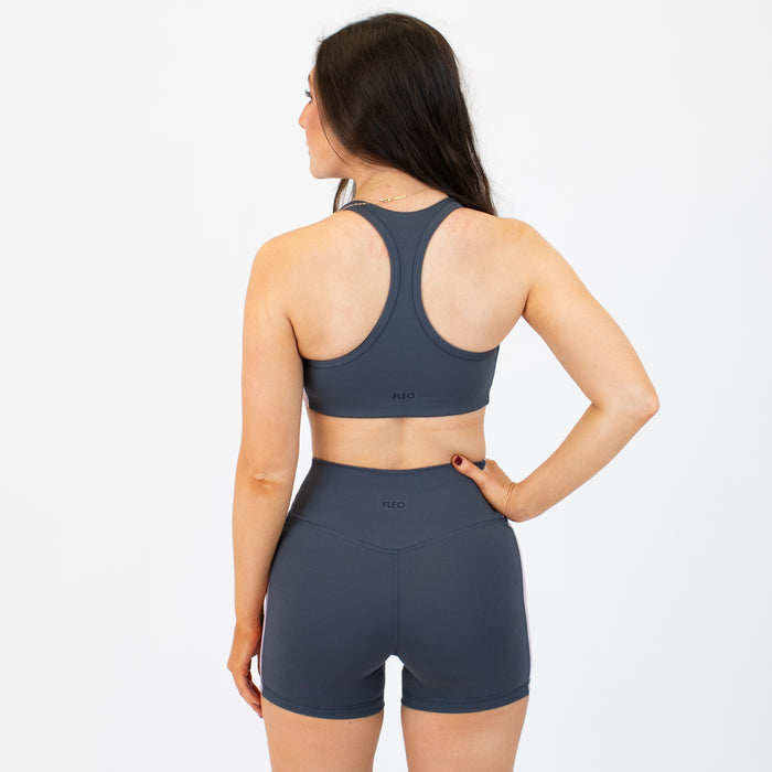Burnt Ash + Soft Mauve Sideline Racerback Sports Bra - Medium Support by FLEO - 2
