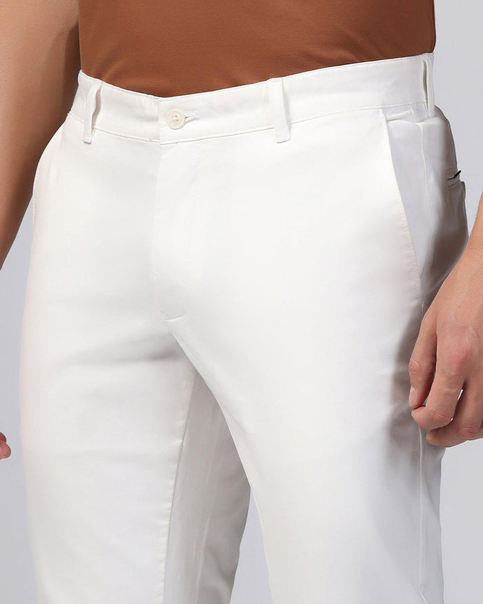 Slim Comfort B-95 Casual White Solid Khakis - Tron