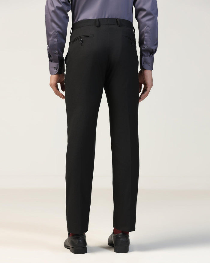 Slim Comfort B-95 Formal Black Textured Trouser - Black