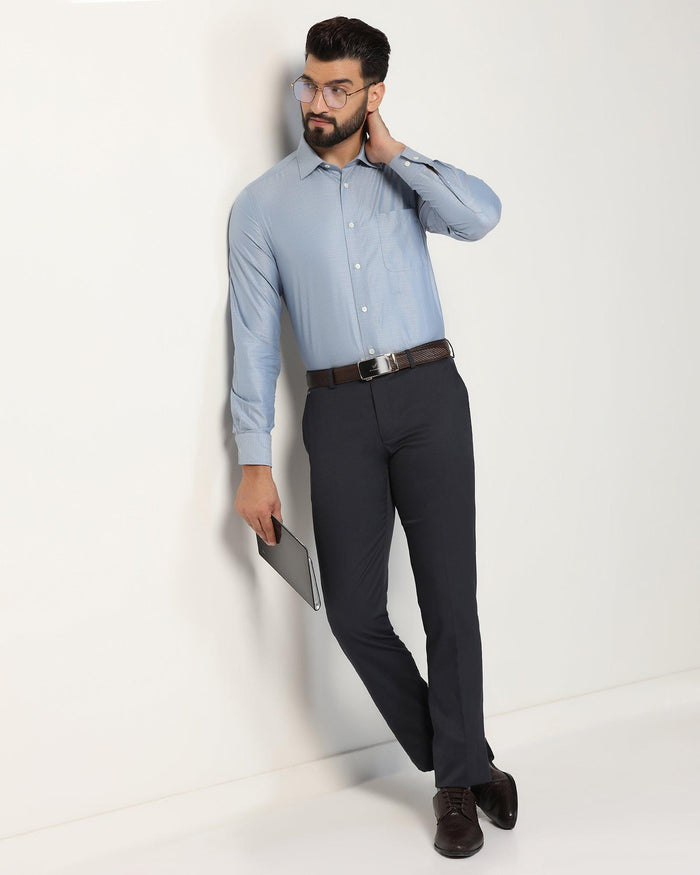 Slim Comfort B-95 Formal Charcoal Textured Trouser - Tesla