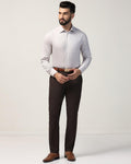 Slim Fit B-91 Formal Dark Brown Solid Trouser - Hayabusa