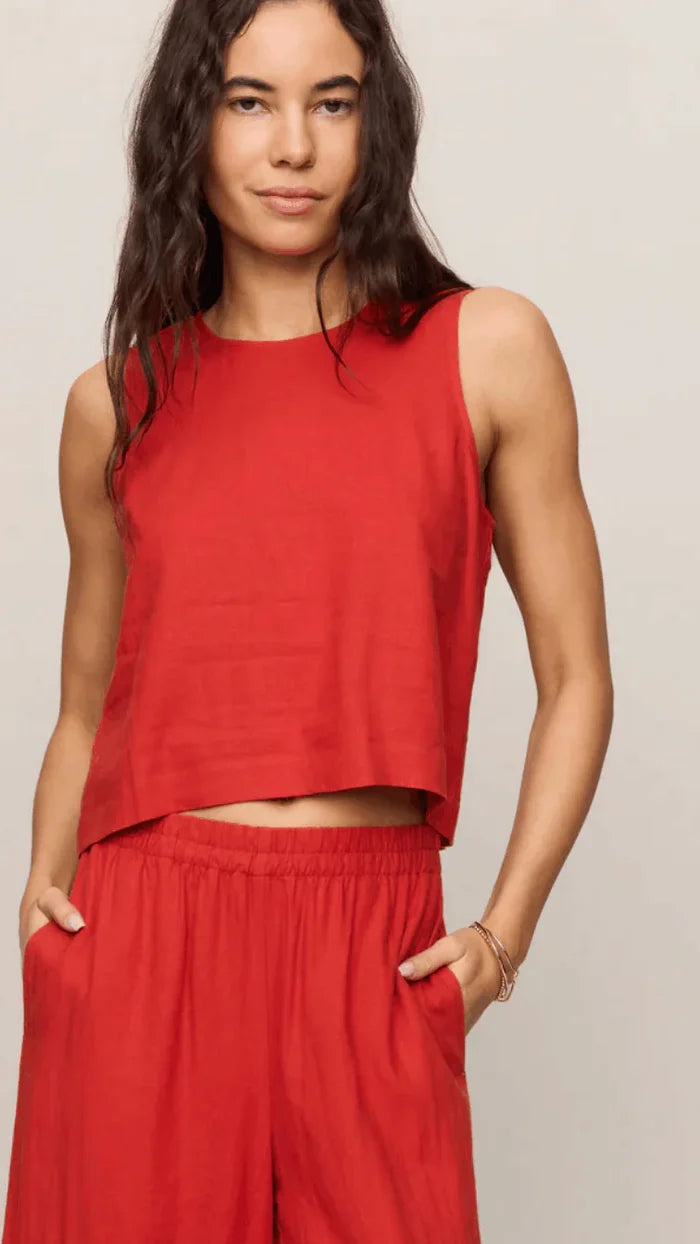 Z Supply Sloane Linen Top Chili Pepper