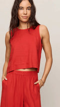 Z Supply Sloane Linen Top Chili Pepper