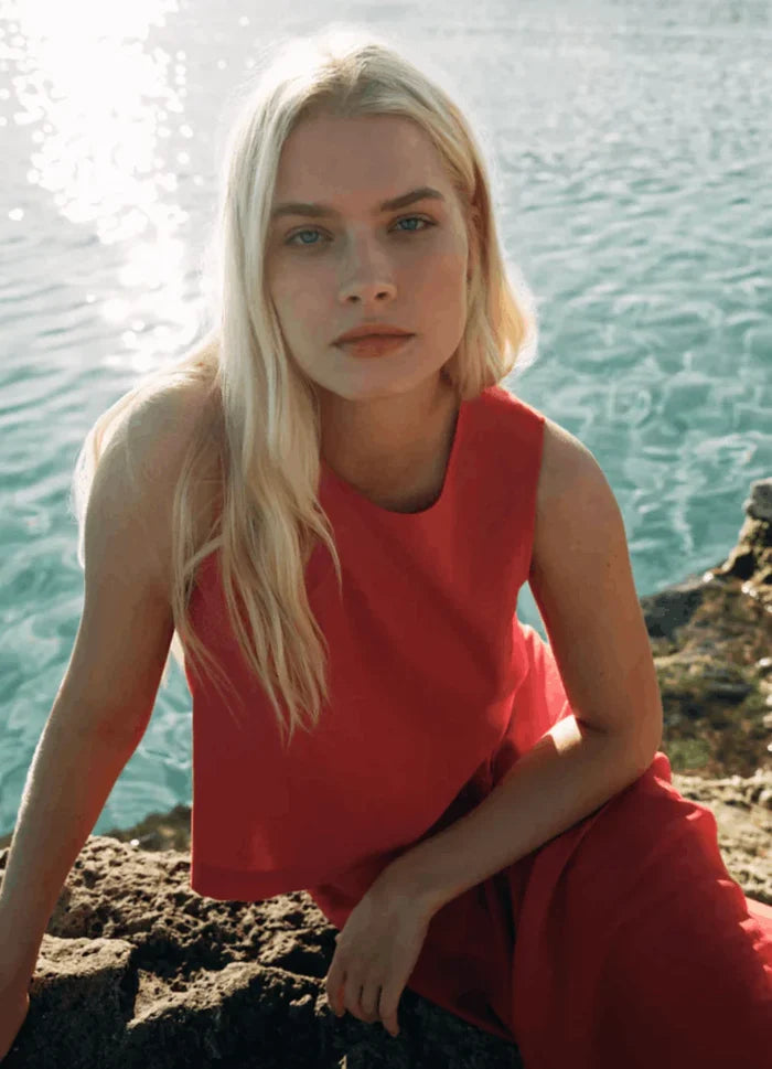 Sloane Linen Top | Chili Pepper