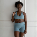 Smoke Blue SmoothSculpt Jade Sports Bra - Medium Support by FLEO - 1