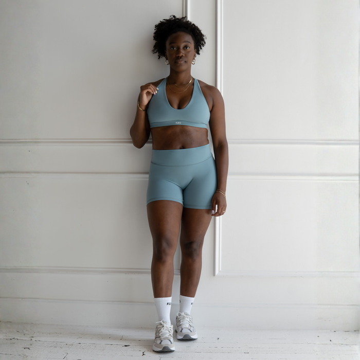 Smoke Blue SmoothSculpt Jade Sports Bra - Medium Support by FLEO - 3