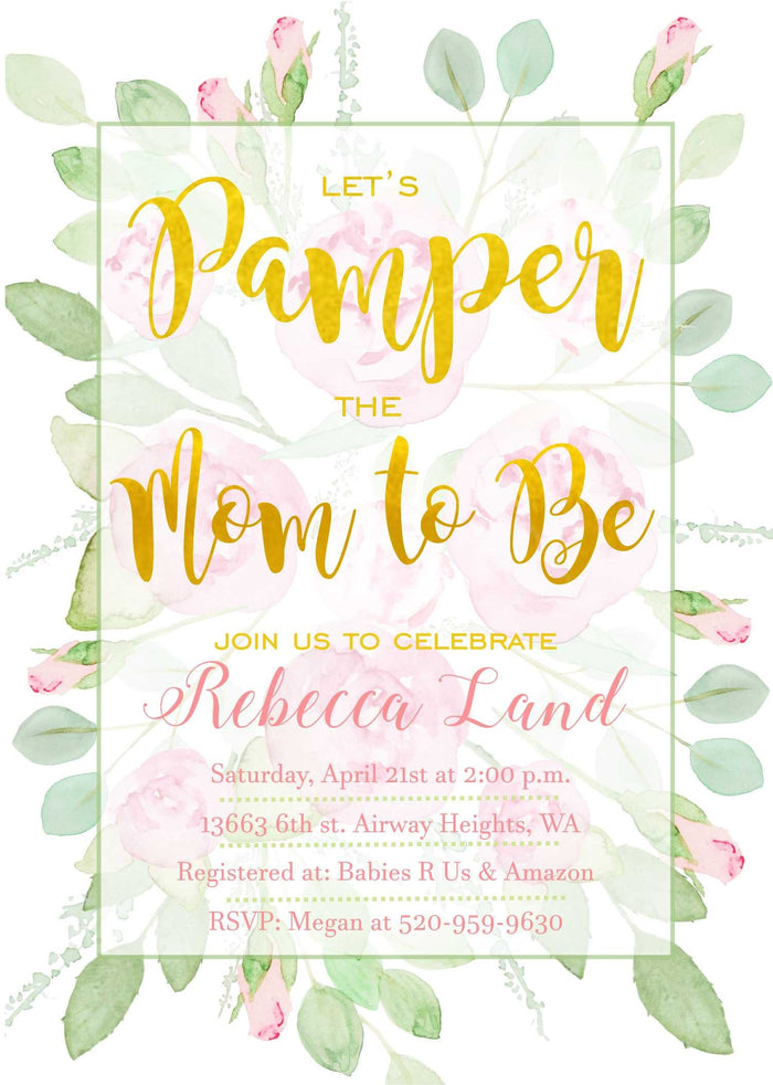 Spa Invite Pamper the Bride Floral