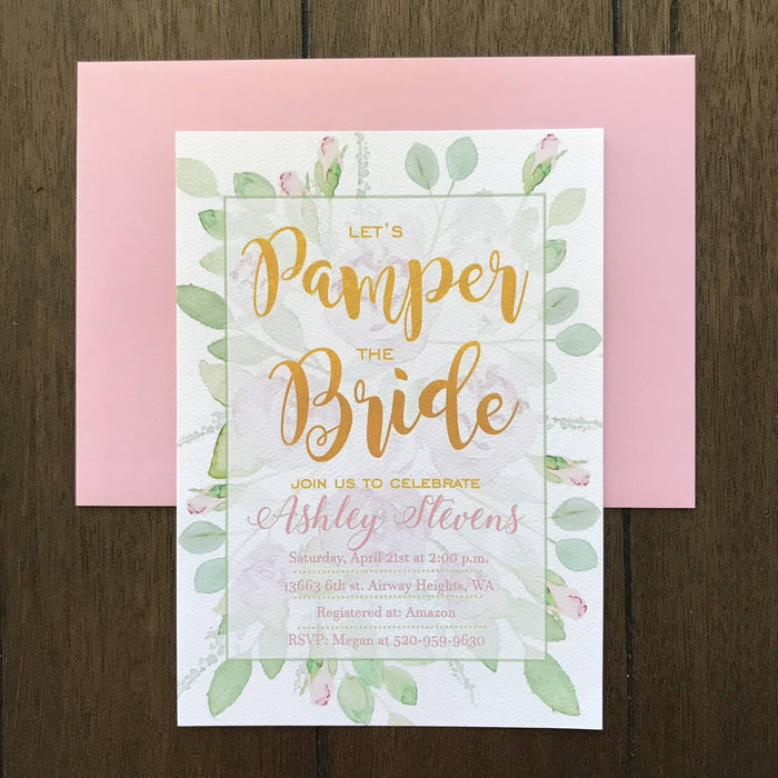 Spa Invite Pamper the Bride Floral