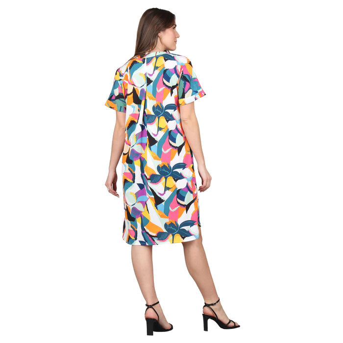 Split V-Neck Pleated Dress