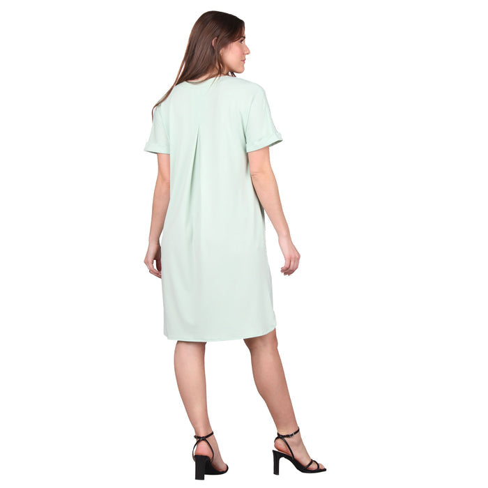 Split V-Neck Pleated Dress