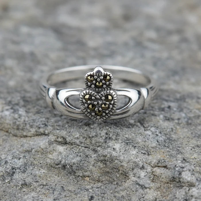 Sterling Silver Marcasite Claddagh Ring