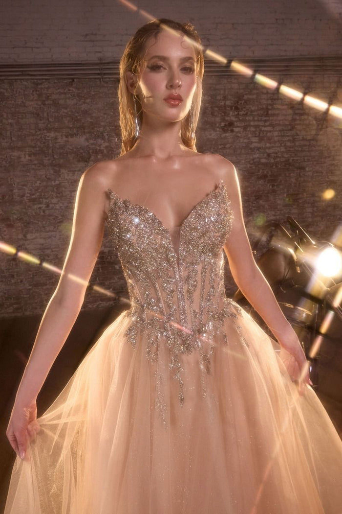 Strapless Sweetheart A-Line Gown By Ladivine CD721 - Women Evening Formal Gown - Special Occasion