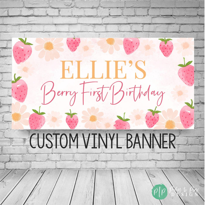 Strawberry Daisy Birthday Banner