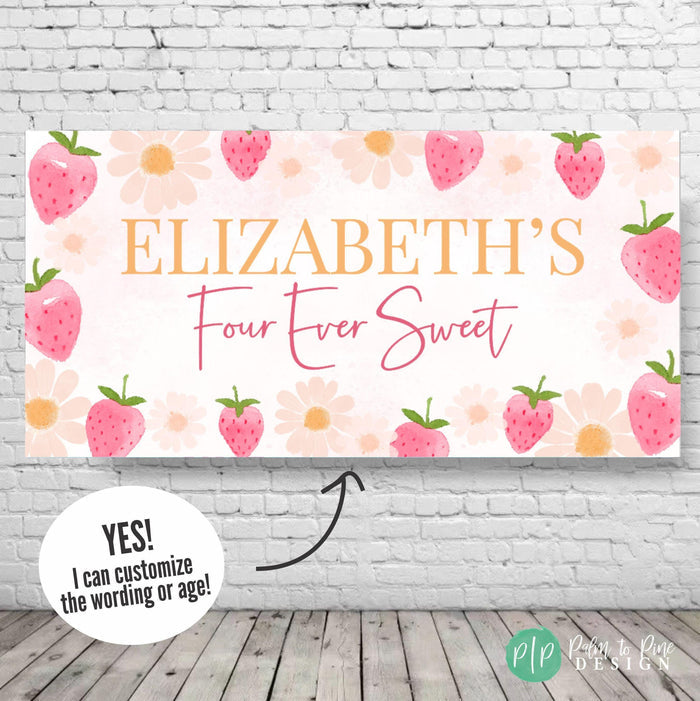 Strawberry Daisy Birthday Banner