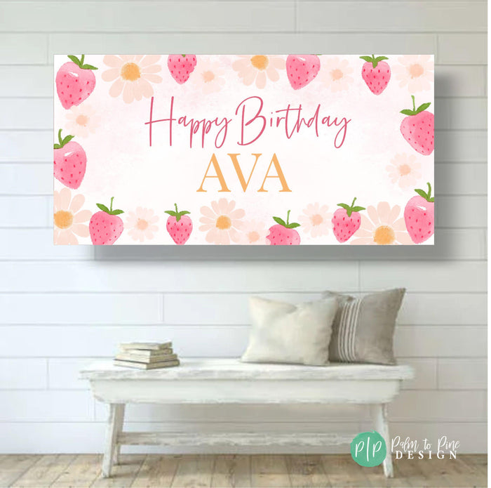 Strawberry Daisy Birthday Banner