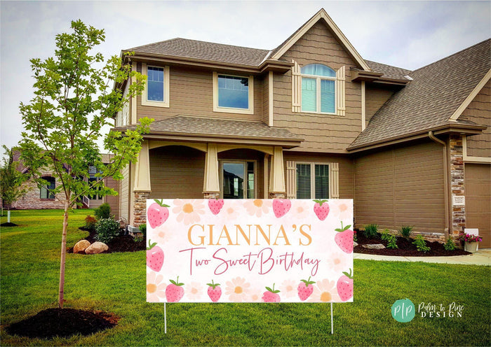 Strawberry Daisy Birthday Banner