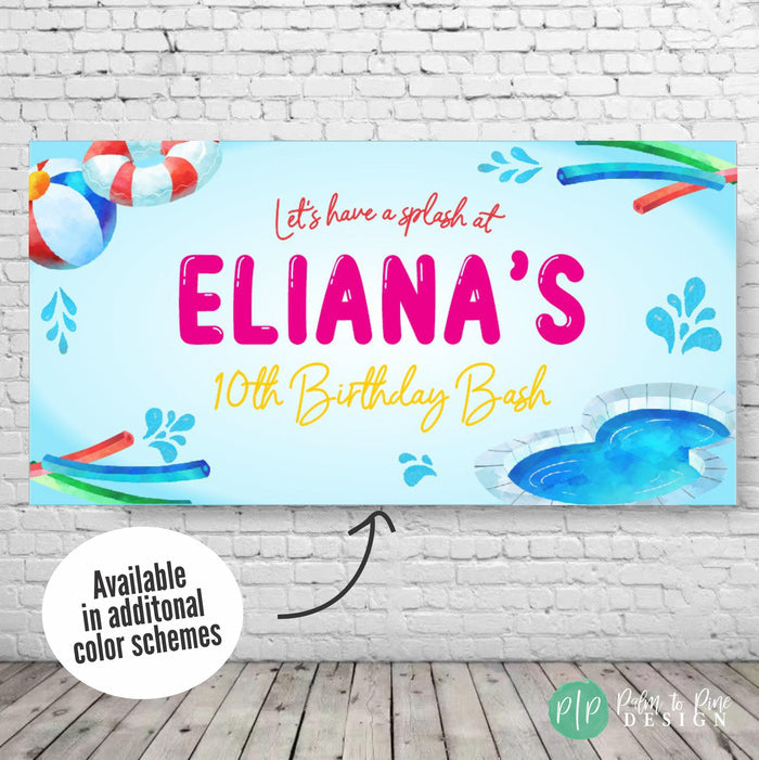 Summer Pool Birthday Banner